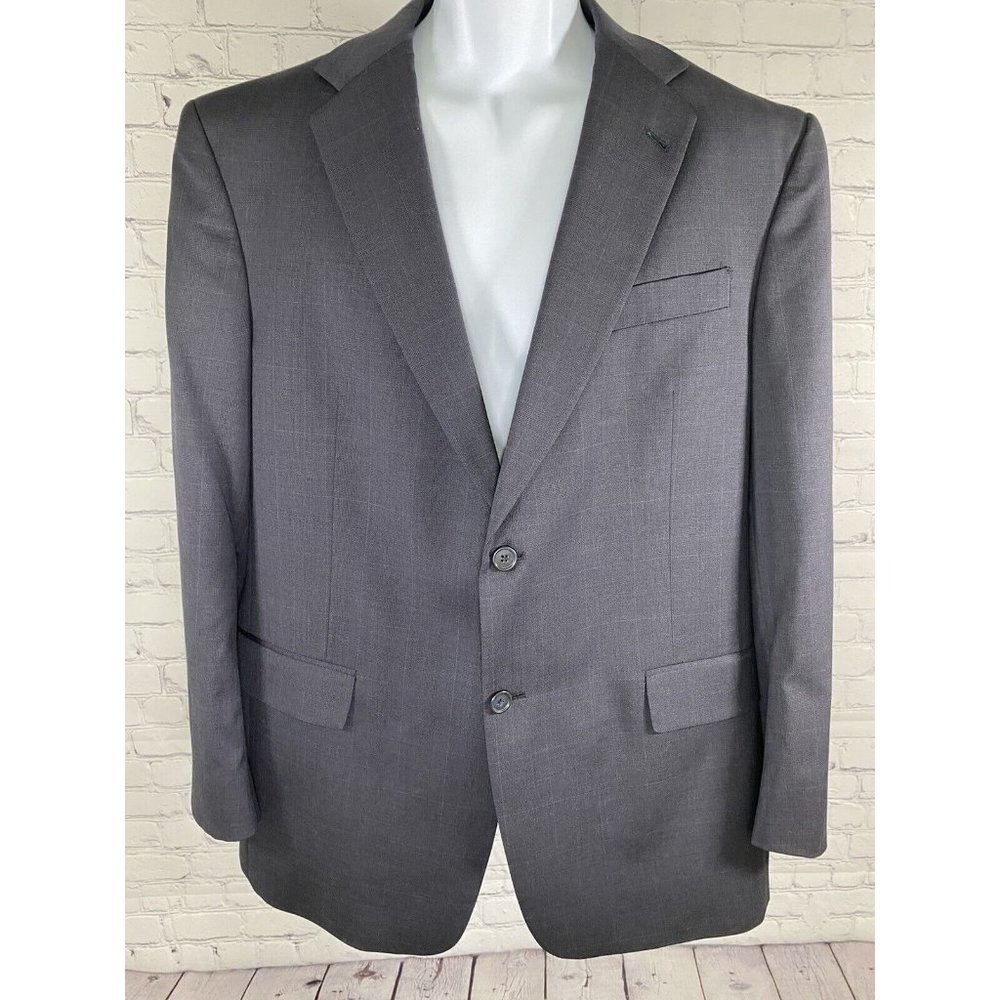 Hart Schaffner Marx Dillards Navy Blue Glen Plaid 2 Button Jacket Blazer 42R